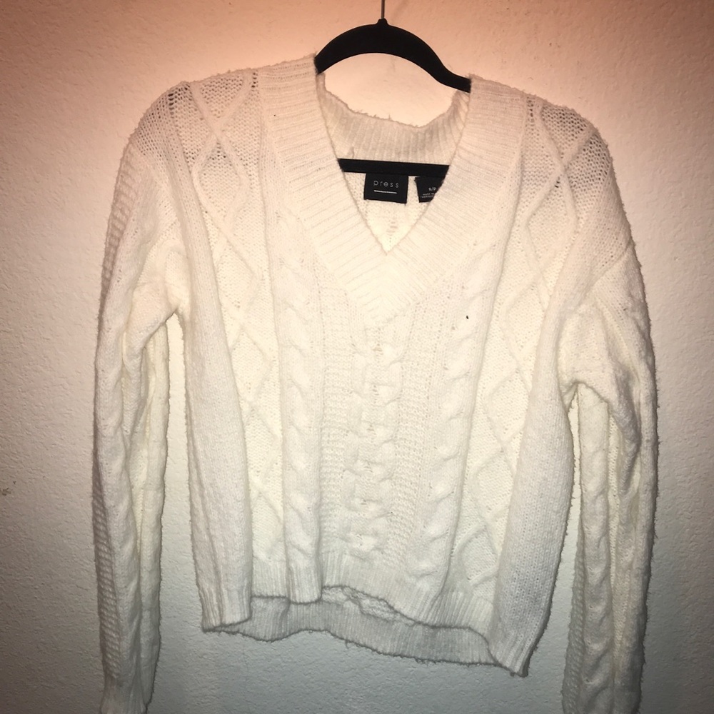 White sweater, vneck